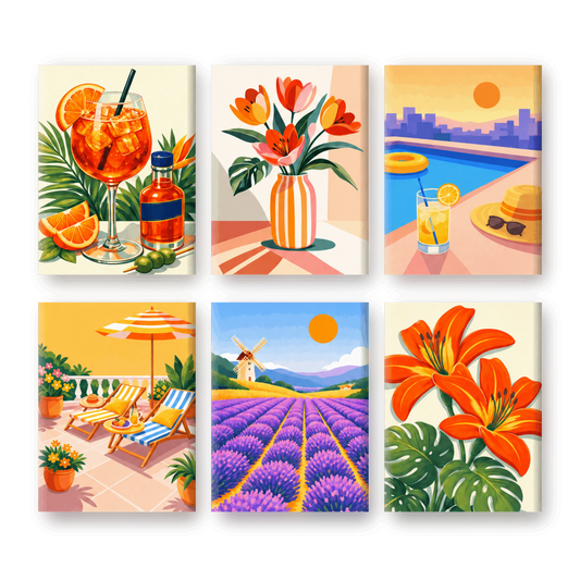 6 Mini Paintings - Gorgeous Summer Set - Paint by numbers