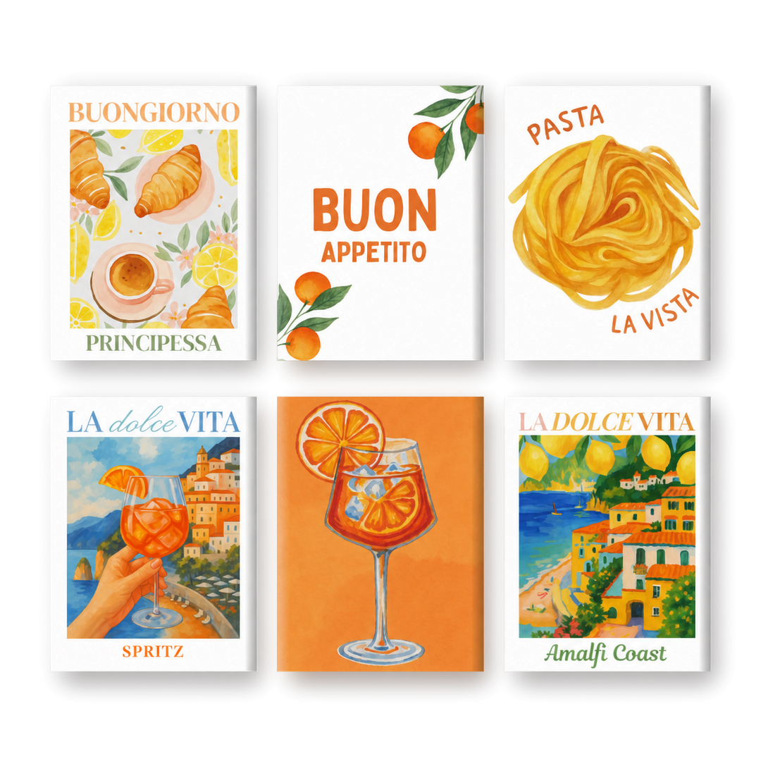 6 Mini Paintings - Italian Buon Appetito set-Paint by numbers