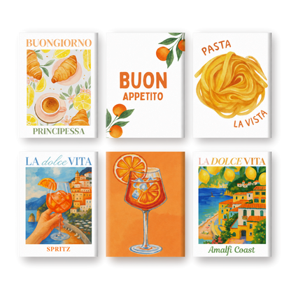 6 Mini Paintings - Italian Buon Appetito set-Paint by numbers