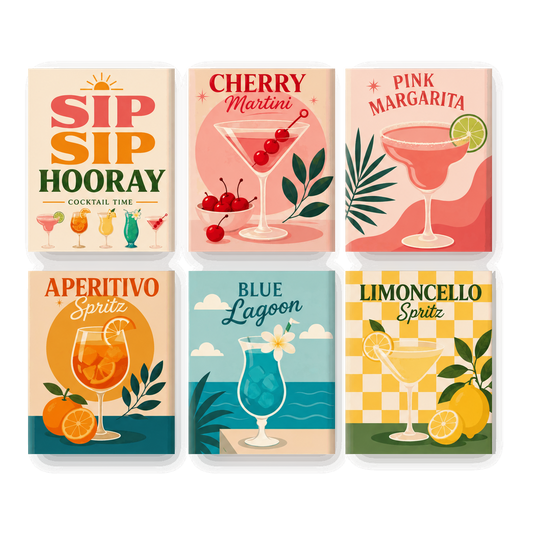 6 Mini Paintings - Sip Sip Hooray Set - Paint by numbers
