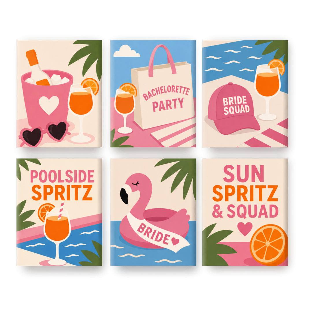 6 Mini Paintings - Spritz Bachelorette Set - Paint by numbers