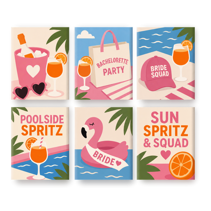 6 Mini Paintings - Spritz Bachelorette Set - Paint by numbers