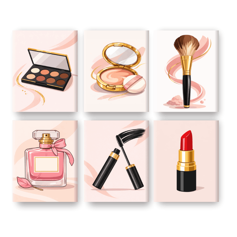 6 Mini Paintings - Makeup Set- Paint by Numbers
