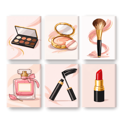 6 Mini Paintings - Makeup Set- Paint by Numbers