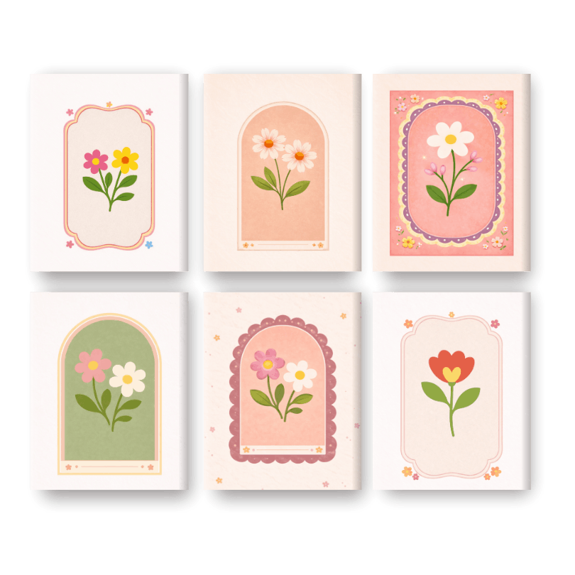 6 Mini Paintings - Spring Flowers Set- Paint by Numbers