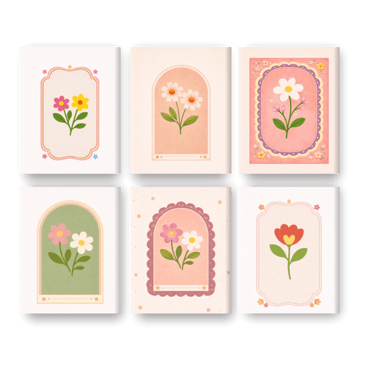 6 Mini Paintings - Spring Flowers Set- Paint by Numbers