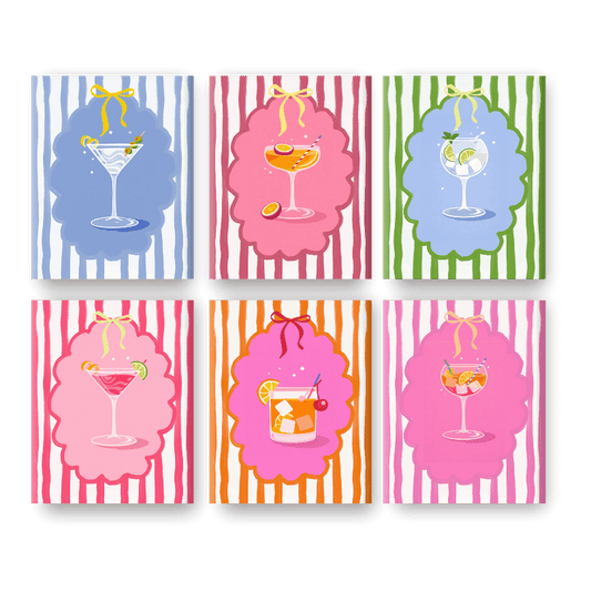 6 Mini Quadri - Trendy Cocktails Set-Dipingi con i Numeri