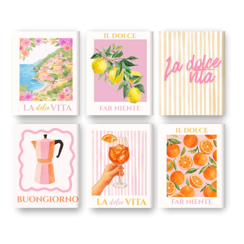 6 Mini Paintings - Pink Dolce Vita Set- Paint by Numbers