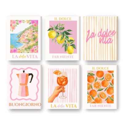6 Mini Paintings - Pink Dolce Vita Set- Paint by Numbers