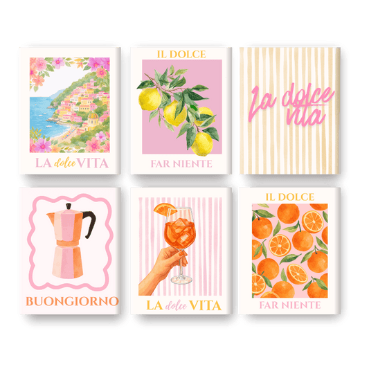 6 Mini Paintings - Pink Dolce Vita Set- Paint by Numbers