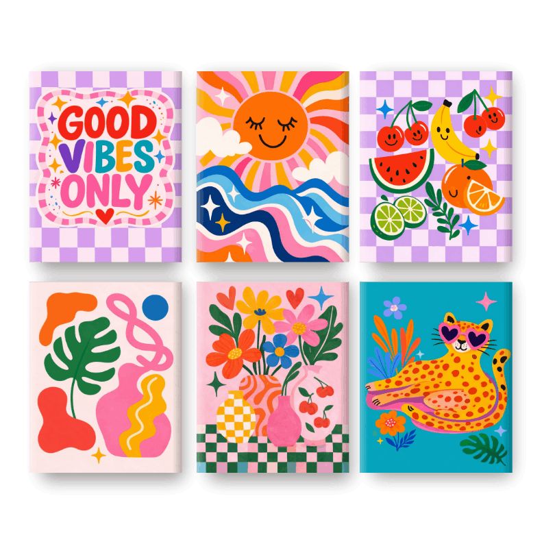 6 Mini Paintings - Good Vibes Only Set- Paint by Numbers