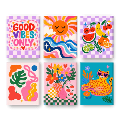 6 Mini Paintings - Good Vibes Only Set- Paint by Numbers