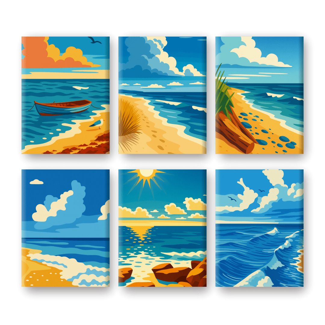 6 Mini Paintings - Seashore Set- Paint by Numbers