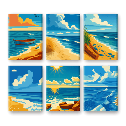 6 Mini Paintings - Seashore Set- Paint by Numbers
