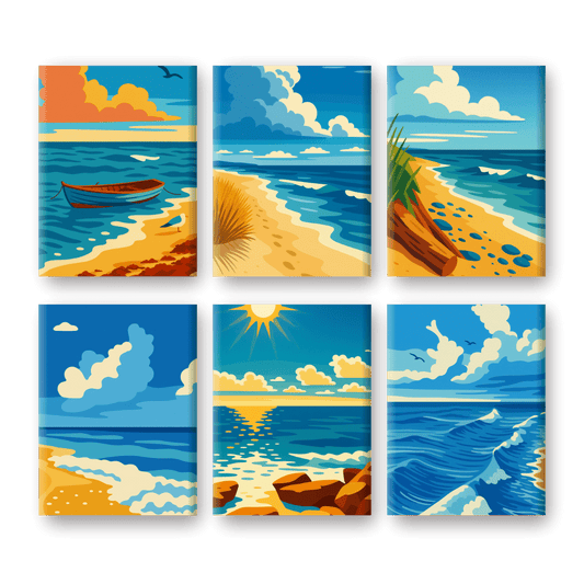 6 Mini Paintings - Seashore Set- Paint by Numbers