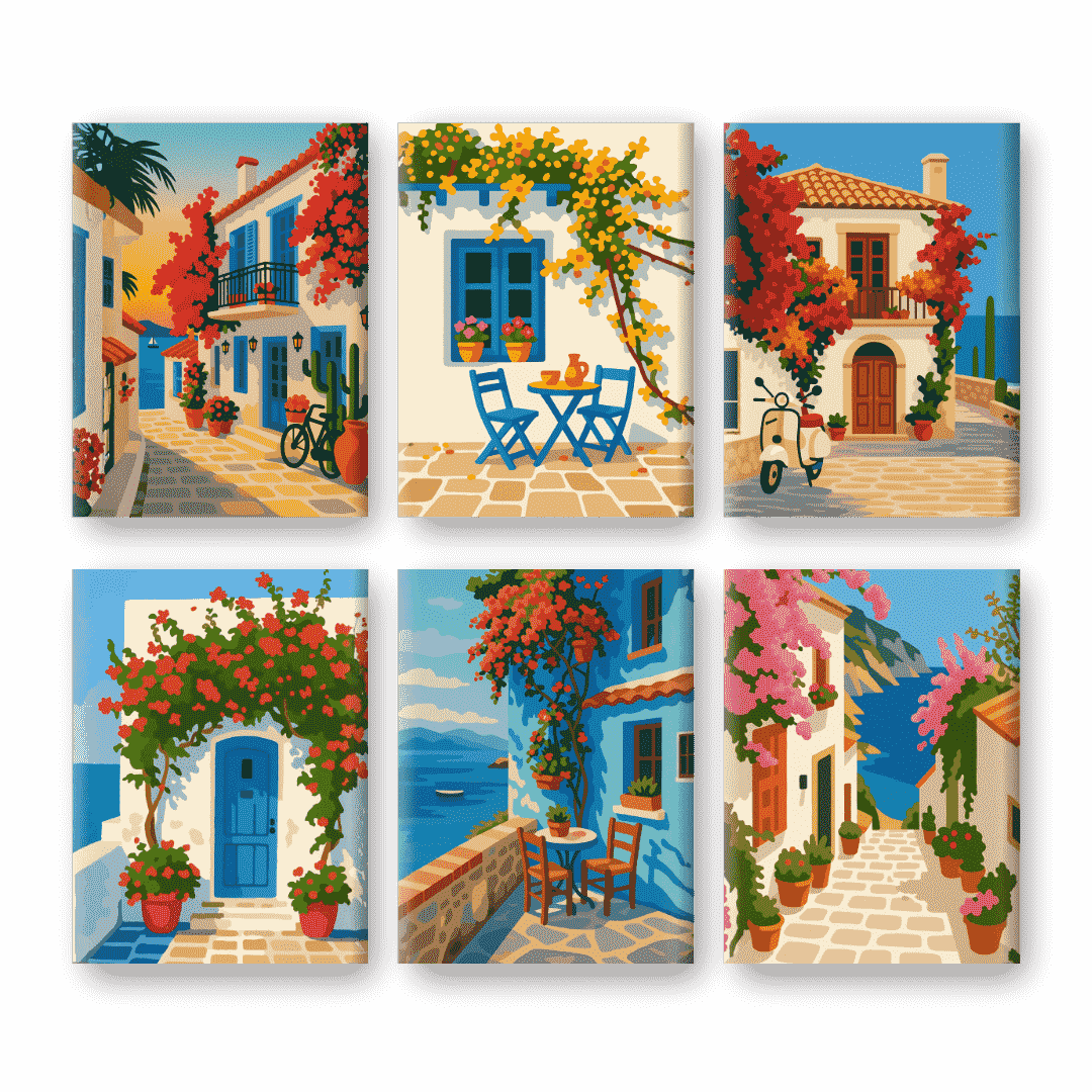 6 Mini Paintings - Mediterranen Set- Paint by Numbers
