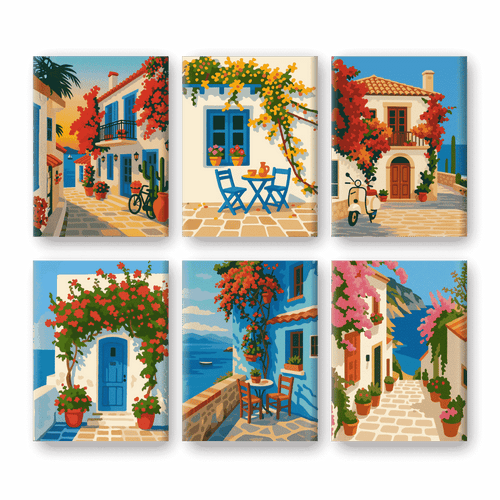6 Mini Paintings - Mediterranen Set