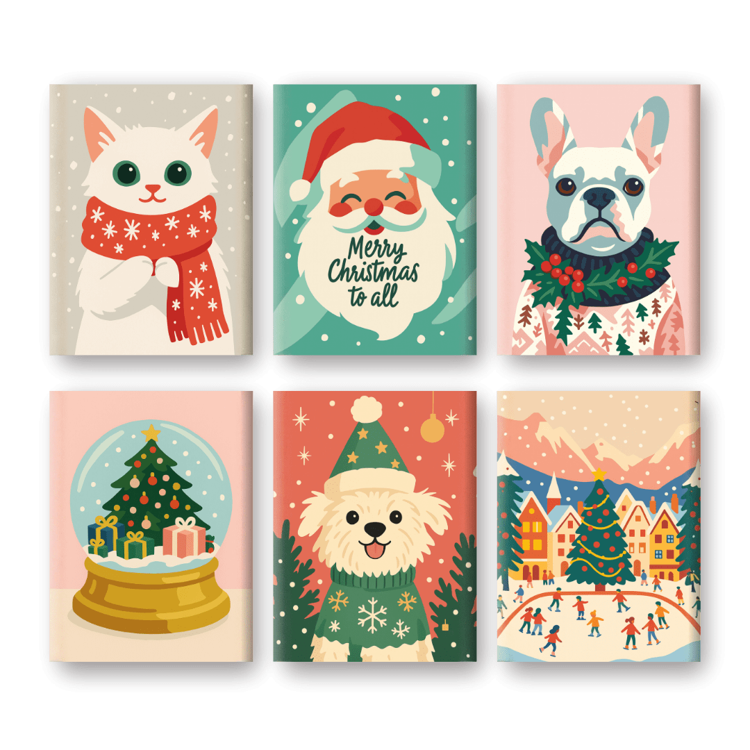 6 Mini Paintings - Cold Christmas Set- Paint by Numbers