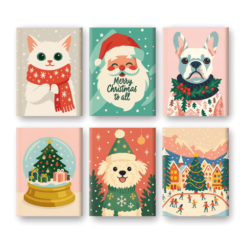 6 Mini Paintings - Cold Christmas Set