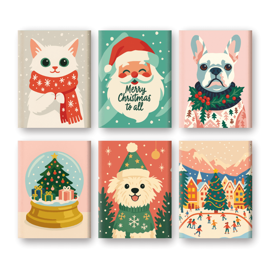 6 Mini Paintings   Cold Christmas Set