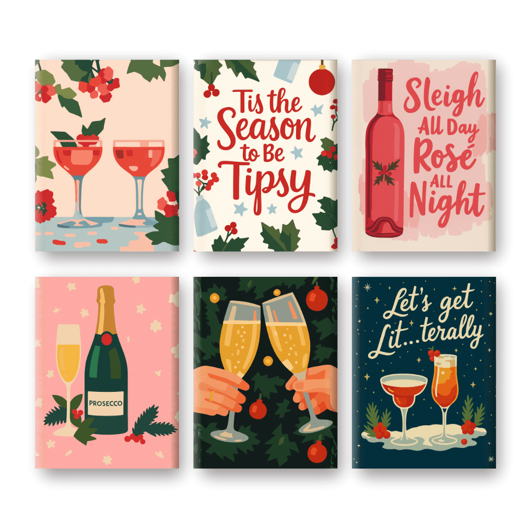 6 Mini Paintings - Tipsy Christmas Set- Paint by Numbers