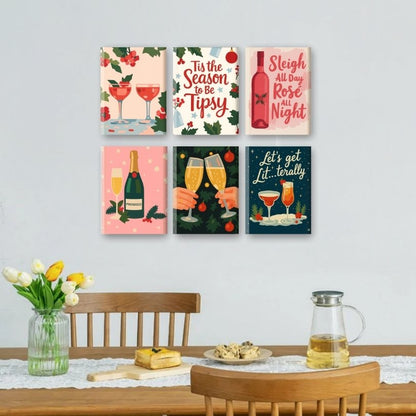 6 Mini Paintings - Tipsy Christmas Set