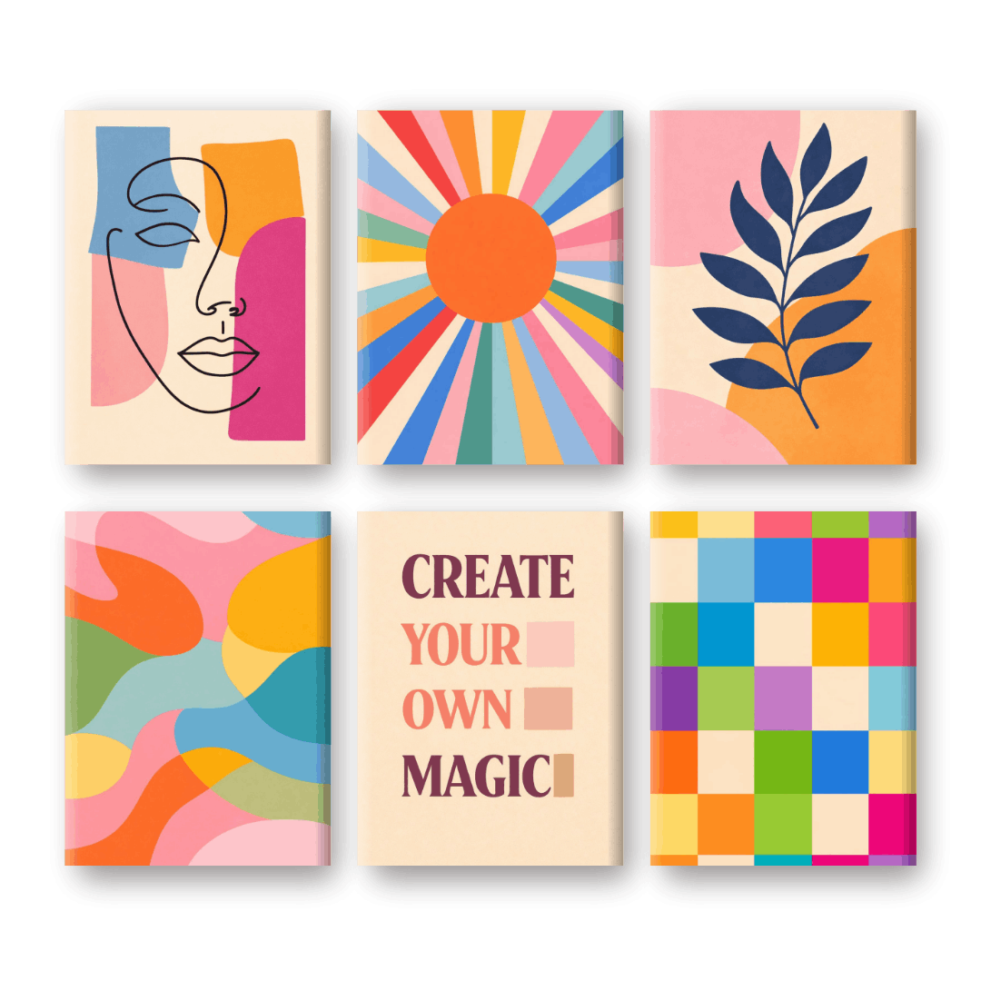 6 Mini Paintings - Abstract Harmony Set- Paint by Numbers