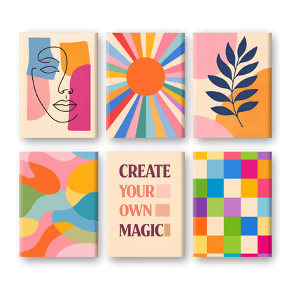 6 Mini Paintings - Abstract Harmony Set- Paint by Numbers