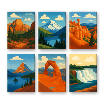 6 Mini Paintings - American National Parks Set- Paint by Numbers