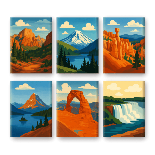 6 Mini Paintings - American National Parks Set- Paint by Numbers