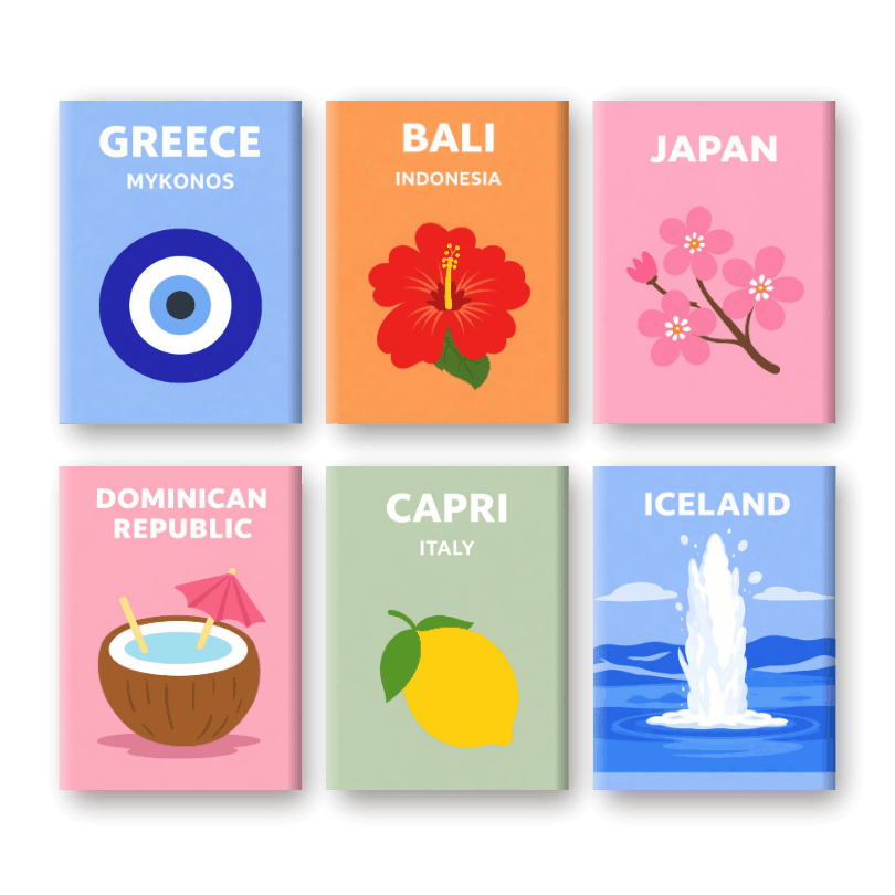 6 Mini Paintings - Around The World Set- Paint by Numbers