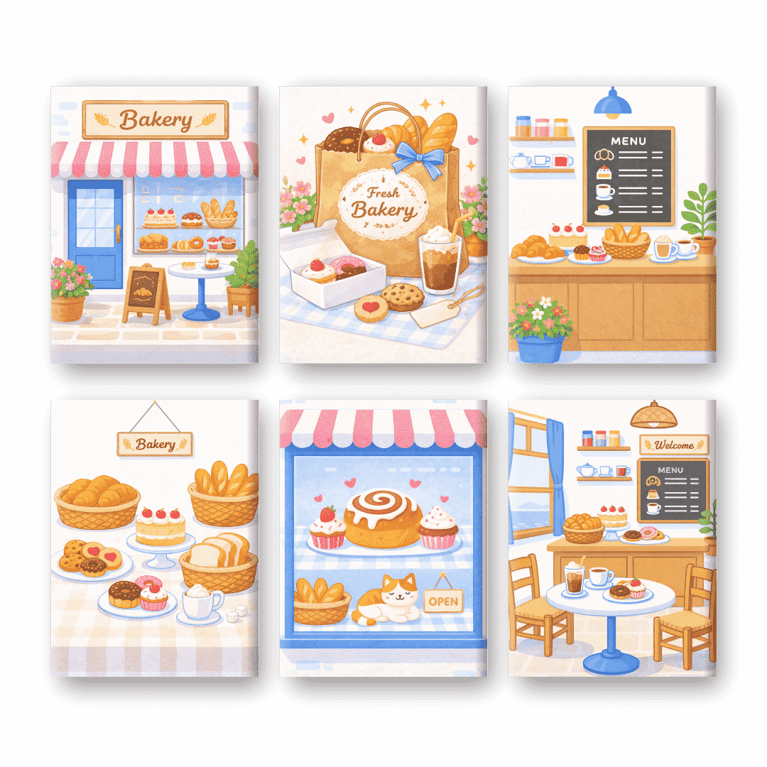 6 Mini Paintings - Bakery Set- Paint by Numbers