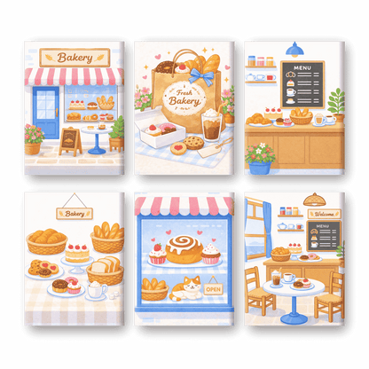 6 Mini Paintings - Bakery Set- Paint by Numbers
