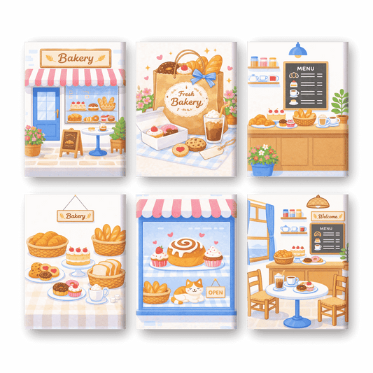 6 Mini Paintings - Bakery Set- Paint by Numbers