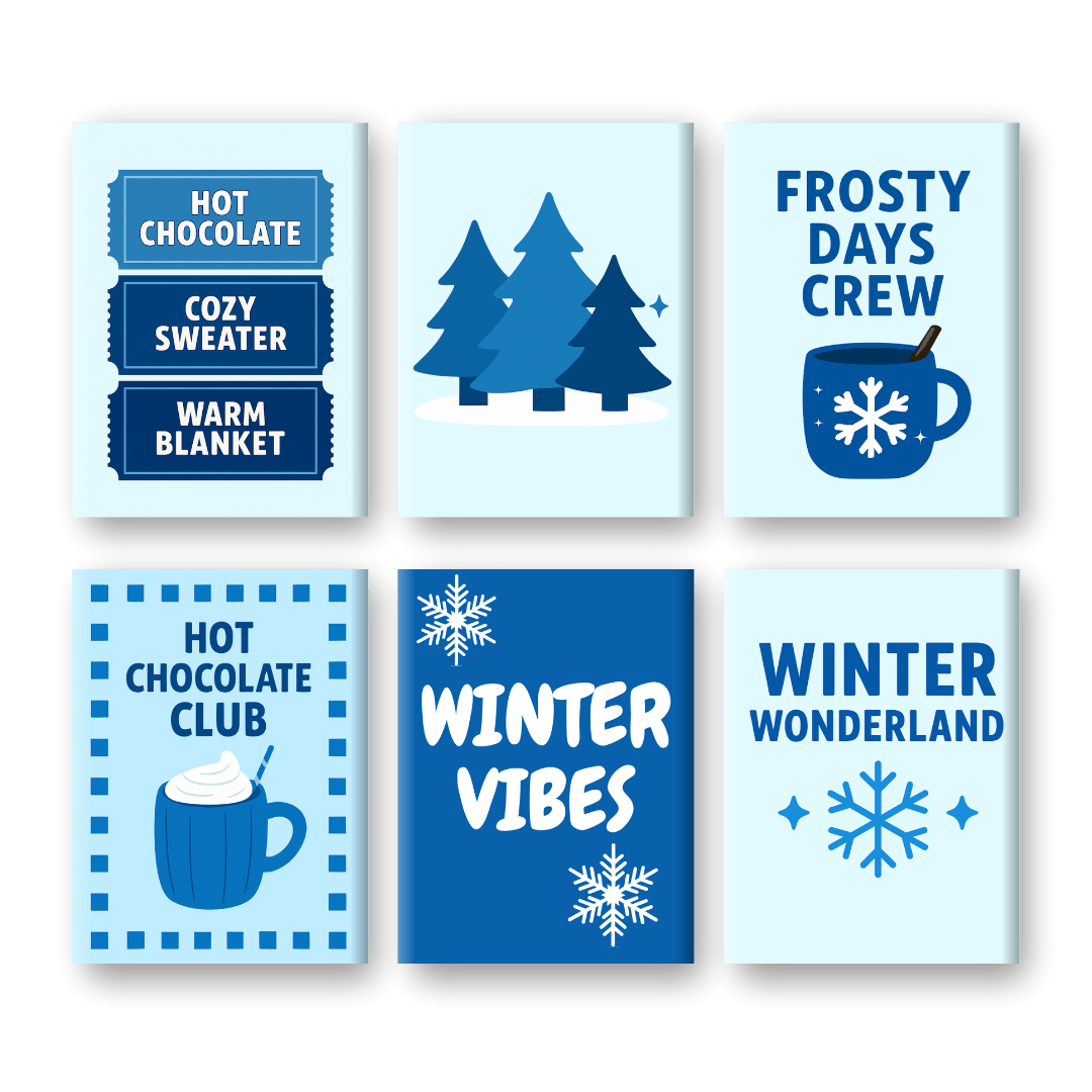 6 Mini Paintings | Blue Christmas Set- Paint by Numbers