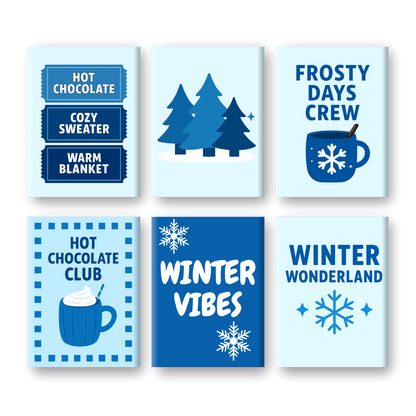 6 Mini Paintings | Blue Christmas Set- Paint by Numbers
