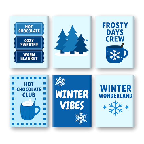 6 Mini Paintings | Blue Christmas Set