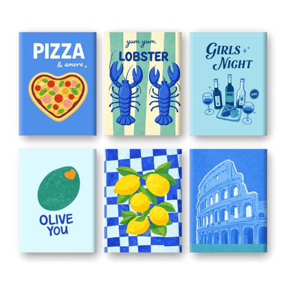 6 Mini Paintings - Blue Italy Set- Paint by Numbers