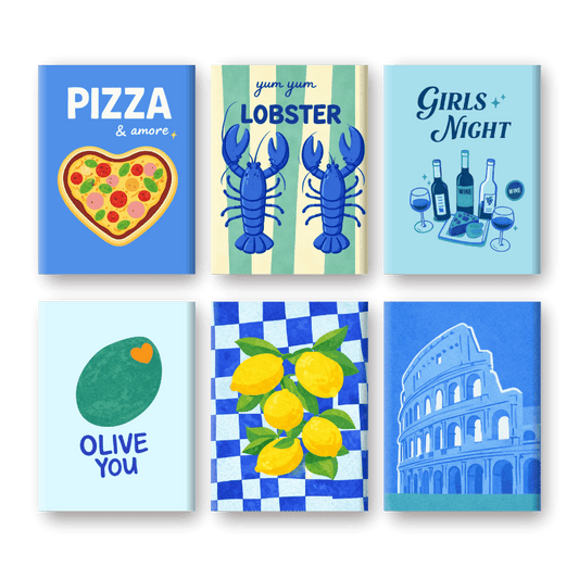 6 Mini Paintings - Blue Italy Set- Paint by Numbers