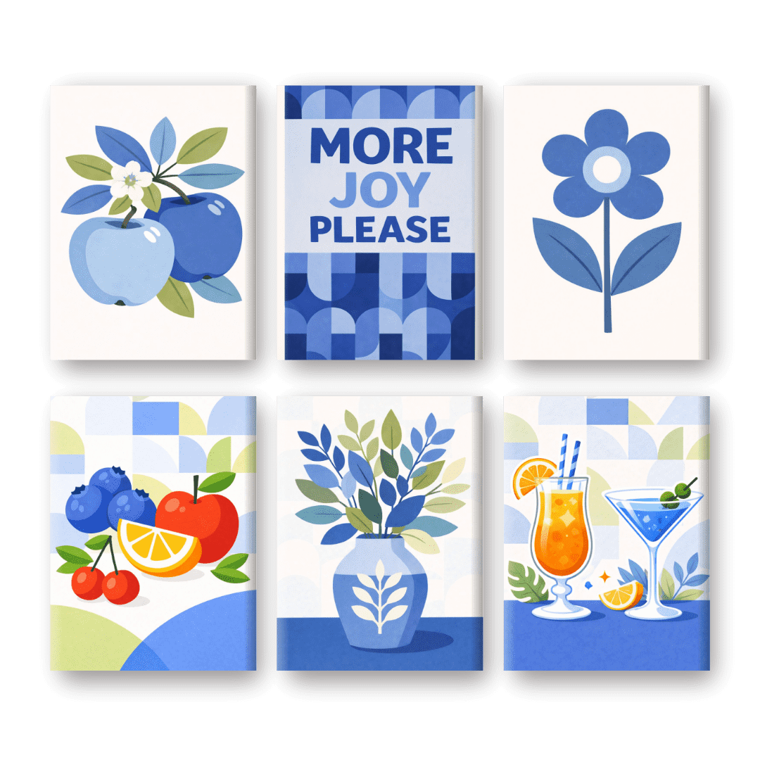 6 Mini Paintings - Blue Moments Set- Paint by Numbers