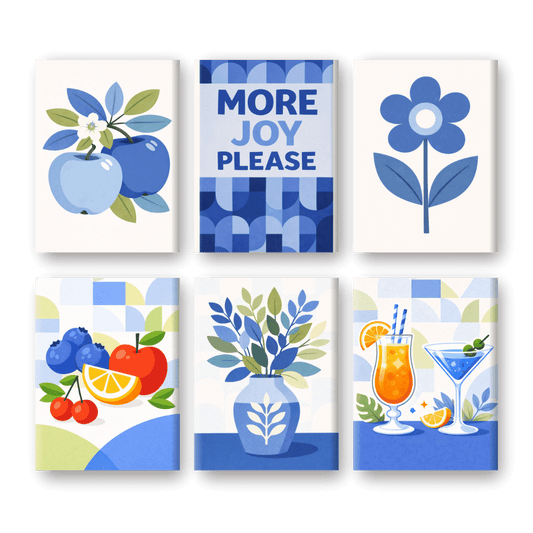 6 Mini Paintings - Blue Moments Set- Paint by Numbers