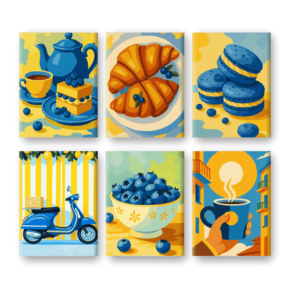 6 Mini Paintings - Blueberry Set- Paint by Numbers