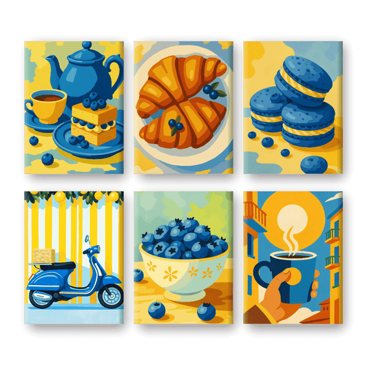 6 Mini Paintings - Blueberry Set- Paint by Numbers