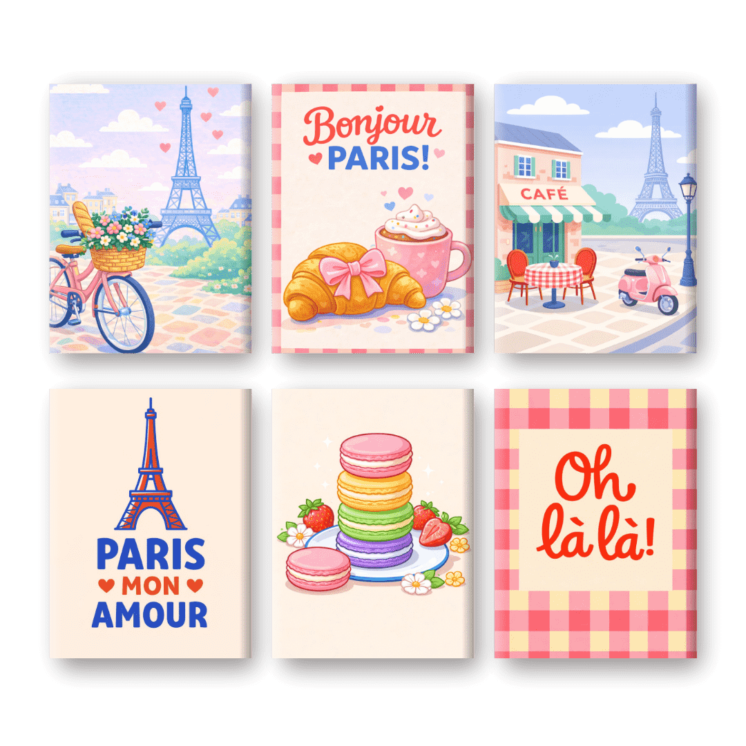 6 Mini Paintings - Bonjour Paris Set- Paint by Numbers