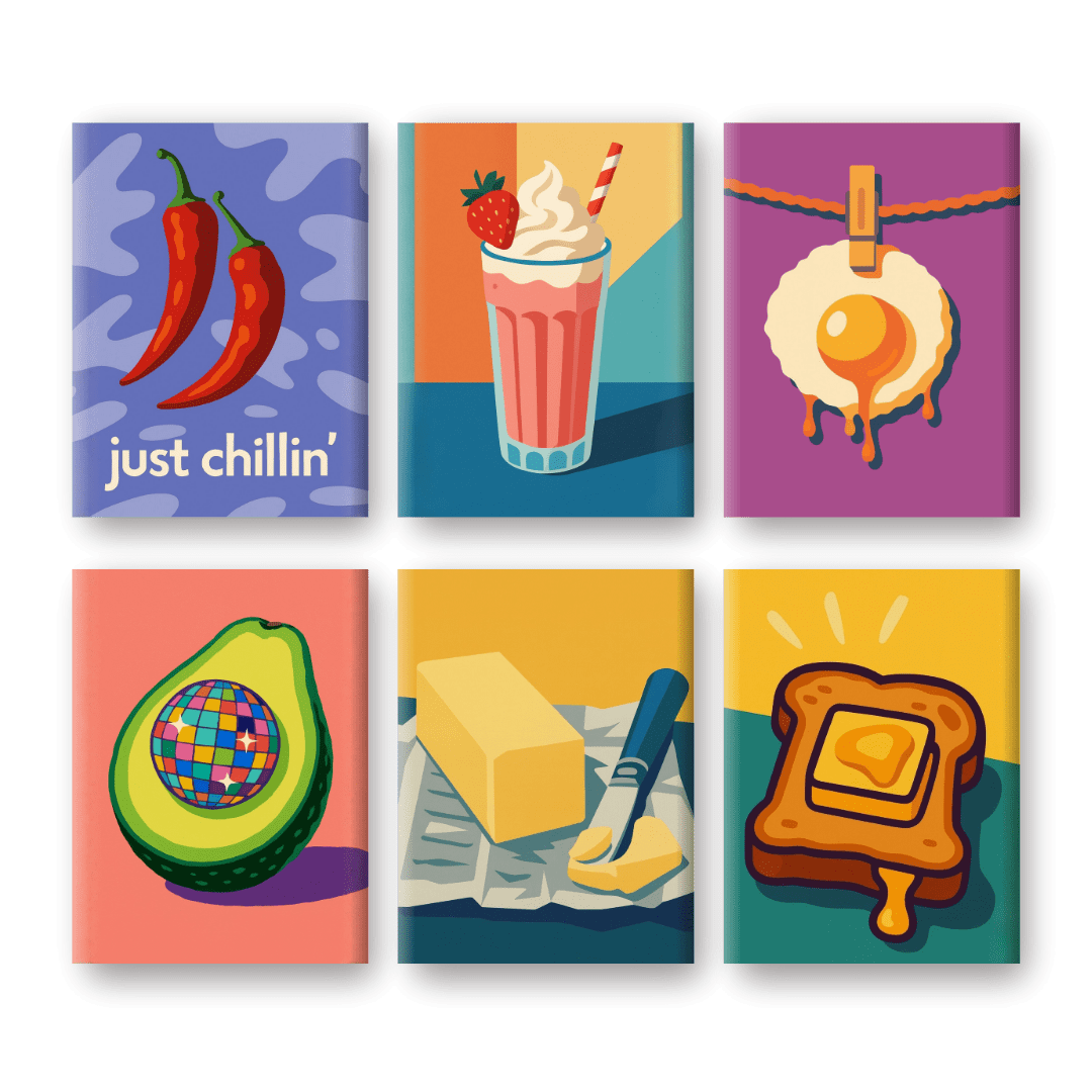 6 Mini Paintings - Breakfast Toast Set- Paint by Numbers
