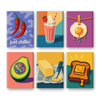 6 Mini Paintings - Breakfast Toast Set- Paint by Numbers