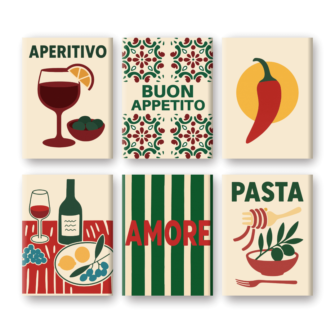 6 Mini Paintings - Buon Appetito Set- Paint by Numbers