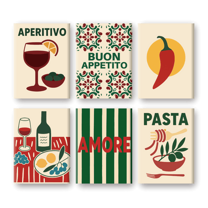6 Mini Paintings - Buon Appetito Set- Paint by Numbers