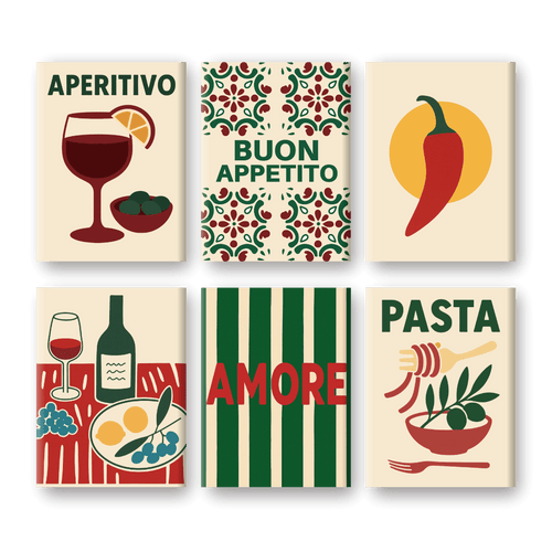 6 Mini Paintings - Buon Appetito Set