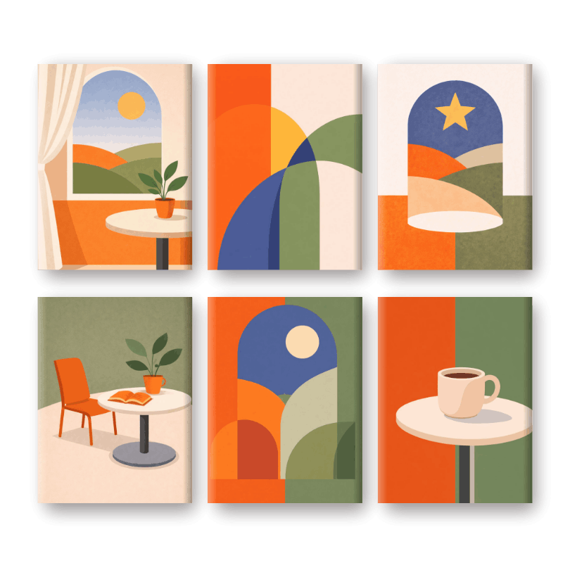 6 Mini Paintings - Calm Geometry Set- Paint by Numbers